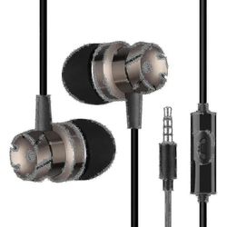 3,5 mm kablet hodesett turbo subwoofer med hvete wire-kontrollerte hodetelefoner in-ear