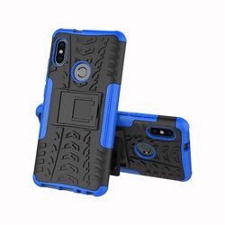 Shockproof rustning sag for xiaomi cc9/xiaomi 9 lite med støttefod all inclusive dække blå rpc2146