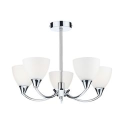 Dar Lighting Watson Semi Flush Loft Lys Poleret Krom Led, 5x E14
