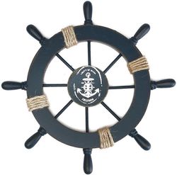 Tinor Rosenice Wooden Ship Wheel Merivenelaiva Pyörä Seinä sisustus Tummansininen