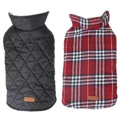 Käännettävä vedenpitävä lemmikkikoiran ruudullinen takki vaatteet punainen XL