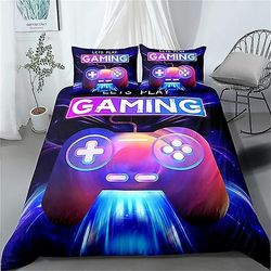 Pelivuodevaatteet Setit Pelaajahuoneen sisustus Gamer Comforter Cover pojille Tytöt Lapset Teini-ikäiset Videopelit 135x200cm