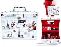 Ruili Makeup sag fyldes op Box 2 niveauer med spejl inside hvid