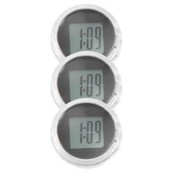 3 kpl mini moottoripyöräkelloja vedenpitäviä tarrakiinnitteisiä moottoripyöräkelloja digitaalikelloille ajoneuvoon Musta ja läpinäkyvä