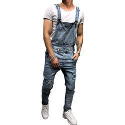 Xiaoxian Denim Bib Overalls Til mænd Slim Fit Jumpsuit Med Lommer Lyseblå S