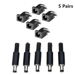 10Pcs 12v 3a 5,5 x 2,1 mm plast mandlige stik + dc-022 dc stikkontakt kvindelige jack skrue møtrik panel mount stik dc022 5,5 * 2,1 mm Mand-c-5kit