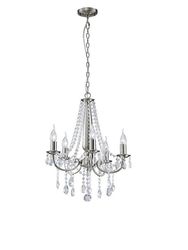 Inspired Lighting Kyra Loft vedhæng Lysekrone 5 Lys Satin Nikkel, Krystal