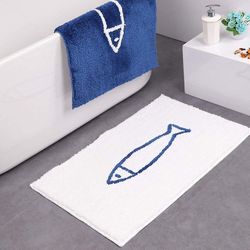 blå / hvit fiskemønster sklisikker baderom bad bad matte, polyester, 40 x 60cmwhite
