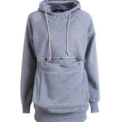Huppari, jossa on lemmikkitaskut koirille ja kissoille Unisex Winter Hoodielle Valtava kapasiteettitasku HARMAA M