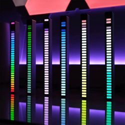 RGB RytmeGenkendelse Lys lydstyring lyser musik reaktiv atmosfære lampe Hvid USB Rechargeable