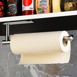 Køkkenpapirrulleholder under skab, papirrulleholder Selvklæbende papirhåndklædeholder 304 rustfrit stål
