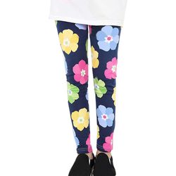 Besser Kids Girls Skinny Leggings Floral Bukser Lounge Pants Navy blå blomster 2-3 Years