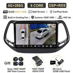 Hikig Android 13 Til Jeep Compass 2 Mp 2016 - 2018 Sort Qled Bil Radio Multimedia Video Player GPS Navigation Carplay Autoradio DSP 2K 8G-256G 360 DVR