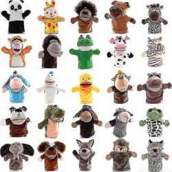 Eläin käsi sormi nukke Kawaii Pehmo Nukke Koulutus Vauvan lelut Pehmeät lelut Täytetyt nuket Nukke Banmo sininen aasi