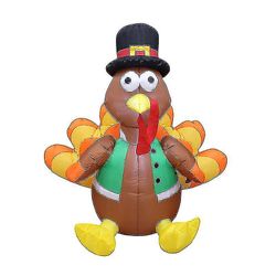 Thanksgiving oppblåsbar Tyrkia, ledet lys opp blåse opp Tyrkia for thanksgiving høst dekorasjoner, yard fest (1 stk, kaffefarge)