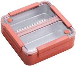 Linkrunning Madkasse voksne børn, forsegl lækagesikker separat rustfrit stål Bento Box madbeholder til mikrobølgeovn opvaskemaskine-pink