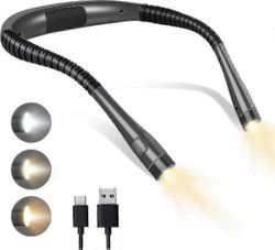 Ladattava niskalukulamppu, lamppu sängyssä lukemiseen, 3 väriä, taitettavat käsivarret, pitkä käyttöikä, täydellinen lukemiseen, neulomiseen, korja...