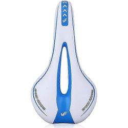 Pehmeä hengittävä pyörän istuintyyny Mukava polkupyörän satula miehille ja naisille Valkoinen sininen