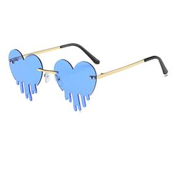 Liltop Unisex Fashion Heart Solbriller Sjov Fest Rimless Shades Førerbriller Mørkeblå
