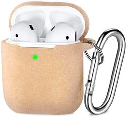 AIR Beskyttende stødsikkert cover med karabinhage Kompatibel med Airpods etui 2 1 Glitter Gold