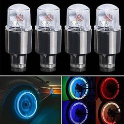 4 Pack cykel bil motorcykel dæk dæk ventil cover blinkende LED Lys blå