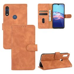 Etui til Motorola Moto E 2020 Cover Premium læder med kortholder Flip Folio magnetisk etui Etui Coque - Sort Brown