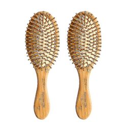 2pcs Naturlig Bambus Anti-statisk Træ børster Massage Scalp Comb Hår Børster Hår Care Træ Skæg Kam Sygepleje Scalp Hair Comb