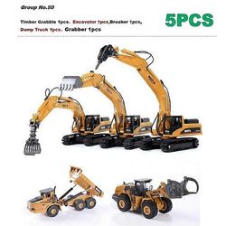 Alloy Painevalettu kaivinkone 1:50 Tekninen rakennusmalli Puskutraktori Metalliauto pojille Syntymäpäivälahja leluautot Group 5pcs No50