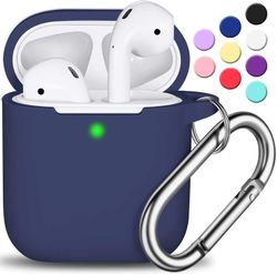 Airpods tilfelle med nøkkelring, egnet for kvinnelige jenter med Apple Airpods trådløst ladeetui, -svart A-midnatt blå