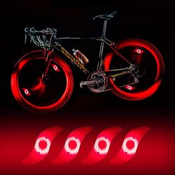 4 x LED-pyörän pyörän valo, vedenpitävä LED-pyörän pyörän valo 3 vilkkuvalla tilalla LED-pyörän pyörän lamppu aikuis- ja lastenpyörälle - punainen
