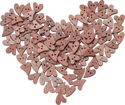 100stk træ hjerte knapper hjerte maling knapper 2 huller syning scrapbooking knapper til DIY syning håndværk gør for Valentinsdag, mors dag,