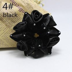 2pc Chiffon Rose Hex Hoved Blomst Hår Ring Pandebånd Farve Trompet med Diamant Fleece Pandebånd 4