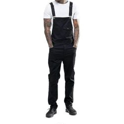 Miehet Slim Fit Denim Haalari Bib Romper Rento Haalarit Dungarees Musta XL