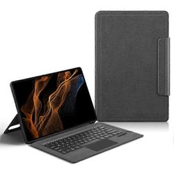 Yhteensopiva Samsung Galaxy Tab S8 Ultra -nahkakotelon + kosketuslevyn Bluetooth-näppäimistön kanssa Monivärinen