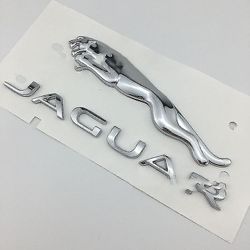 Velegnet til Jaguar Xj Xjl Xe Xf F-pace F-type bageste bagagerum mærkning leopard engelsk ord logo (sort) Sølvfarvede