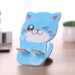 Træ farve udskrivning Desktop Cute Cartoon Animal Lazy mobiltelefon beslag Blå plutus kat