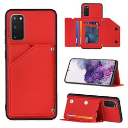 Gangxun Sag til Samsung Galaxy S20 Vintage Cuir Cover Læderetui Kofanger - Rouge