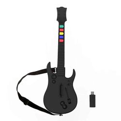 2.4G langaton pelikitaraohjain PC: lle, joka on yhteensopiva Clone Hero Rock Band Games Remote Joystin kanssa Musta