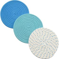 3pcs Pot Holders Set Trivets Pot Holders Coasters Hot Pads Hot Mats (blå)