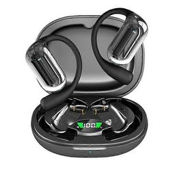 BT 5.3 AI -käännösnappikuulokkeet korvakoukulla, avoimet korvakuulokkeet juoksuun, kuntoiluun, oppimiseen ja lisävarusteisiin Musta