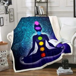 Kerota Chakra Fleece peitot Zen hengellinen peitto sohvasängylle Sohva Boho Mandala Pehmo Heittää peitto Tahrankestävä Bohemian Mandala Style Sherp...