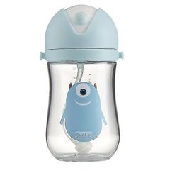Baby Sippy Strap Cup Gravity Ball Drik vand Nyfødt lækagesikker håndtagsflaske (elegant gråblå)