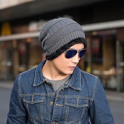 Varychmoo Unisex Strikket Slouch Hue Hatte Rør Tørklæde Sæt Vinter sne varmere ski caps Grå