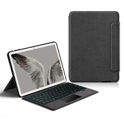 Google Pixel Tablet -nahkakotelolle + kosketuslevylle Bluetooth-näppäimistö taustavalaistuksella