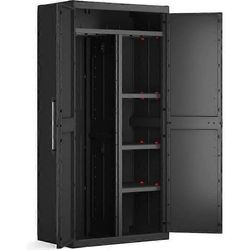 KETER DETROIT XL Säilytyskaappi - 2 ovea - 4 hyllyä, joista 2 säädettävää - P 89 x S 54 x K 182 cm - Musta