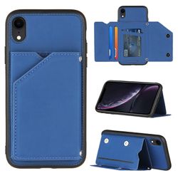 Gangxun Sag Til Iphone Xr Vintage Cuir Cover Læderetui Kofanger - Bleu