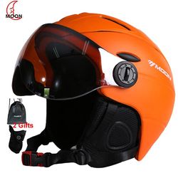 Moon Ski Hjelm Cover til mænd Kvinder Ultralight Integreret støbt Høj Kvalitet Snowboard Skateboard Snow Helmet med beskyttelsesbriller Orange L(58...