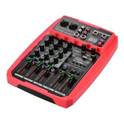 Allbestlife Muslady B4-mx Bærbar 4-kanals lydkort mixer lydmixer rød us plug