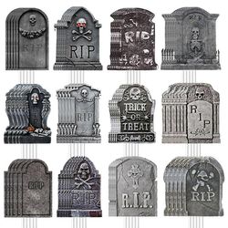 Goottilaiset hautausmaan hautakivet, vedenpitävät materiaalit Ulkohautakivet pelottaviin Halloween-pihan koristeisiin, vintage-vanhentunut ilme hel...