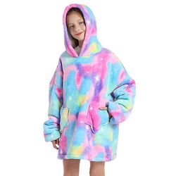 Giant Blanket Hoodie Kids Girl Boy Varm Soft Sherpa Fleece Overdimensioneret Plys Hættetrøje Vinter en størrelse